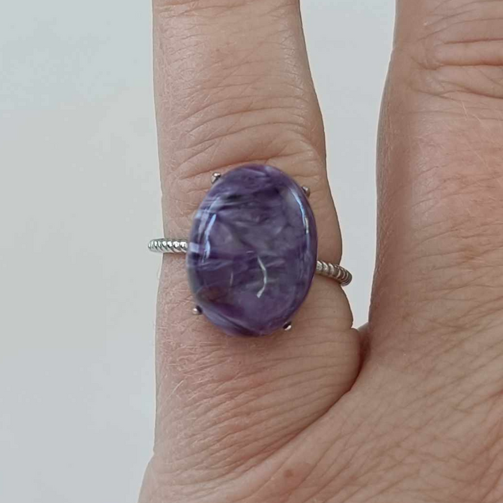 Charoite 925 Sterling Silver Ring (#4459)
