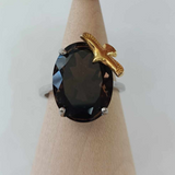 Smokey Quartz 925 Sterling Silver Ring (#4509)