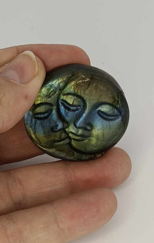 Labradorite Sun/Moon Carving (#4468)