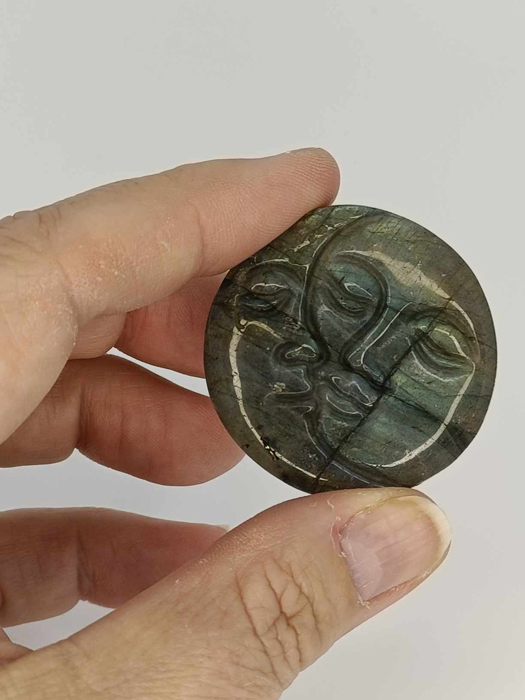 Labradorite Sun/Moon Carving (#4469)