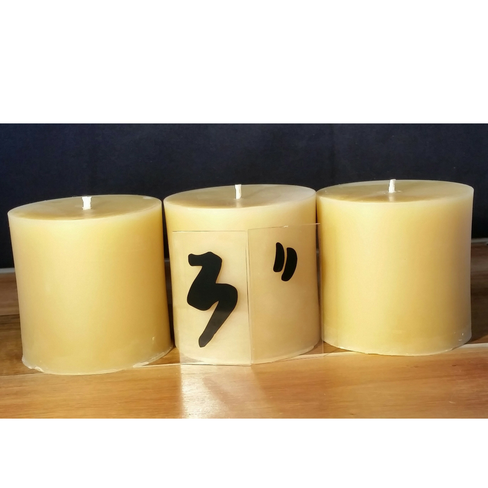 3 inch hand-poured beeswax pillar candle — 100% pure Australian beeswax, Suz E Bee Candles