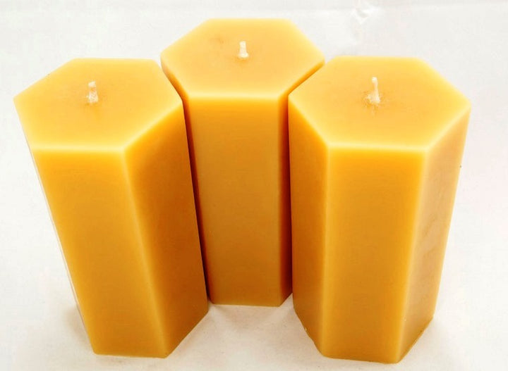 6 inch hand-poured beeswax hexagon candle — 100% pure Australian beeswax, Suz E Bee Candles