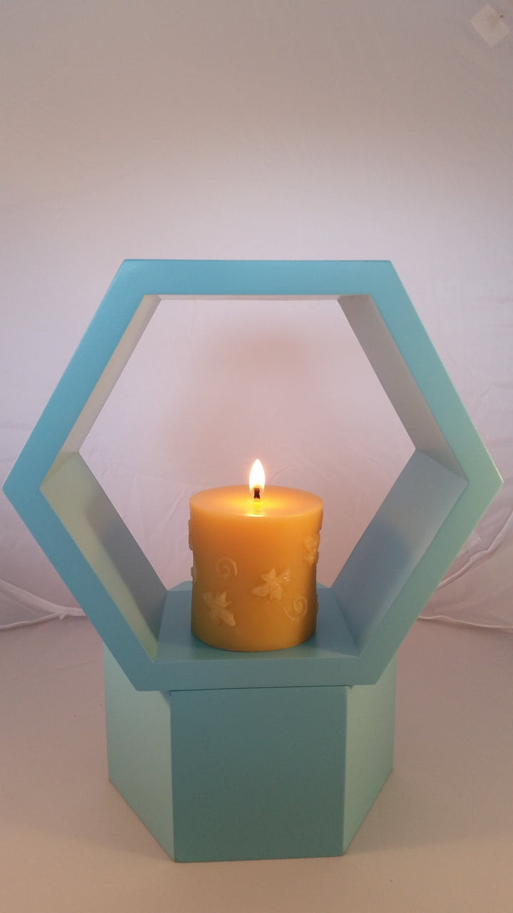 Single hand-poured beeswax buzzing bee pillar candle — 100% pure Australian beeswax, Suz E Bee Candles