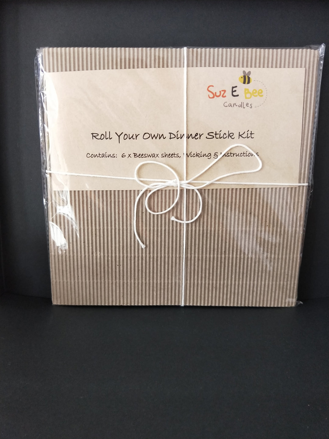 Contents of Roll Your Own Beeswax Candle Kit — pure Australian beeswax foundation sheets and cotton wicking, Suz E Bee Candles