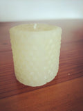 Small rolled look beeswax candle 12.5cms tall