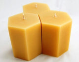 3.5" Tall Hexagon - Hand poured Pure Australian Beeswax Candle Poured Candles - Suz E Bee Candles