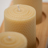 10cm Tall Large Hand rolled 100% Pure Australian Beeswax Pillar Candle